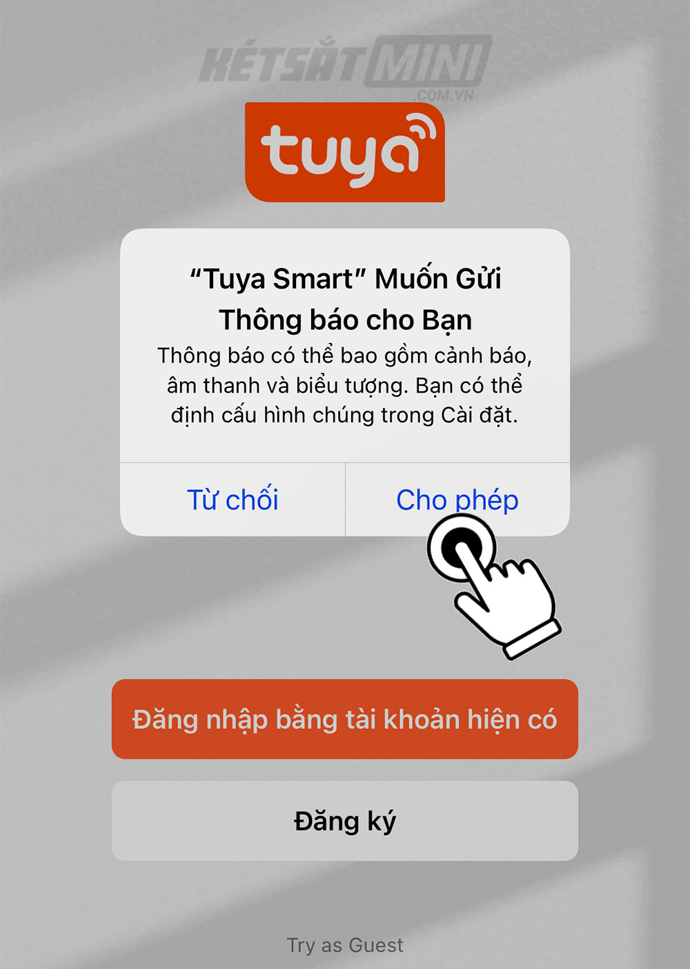 Cho phép gửi thông báo về điện thoại. Cho phép gửi thông báo về điện thoại.